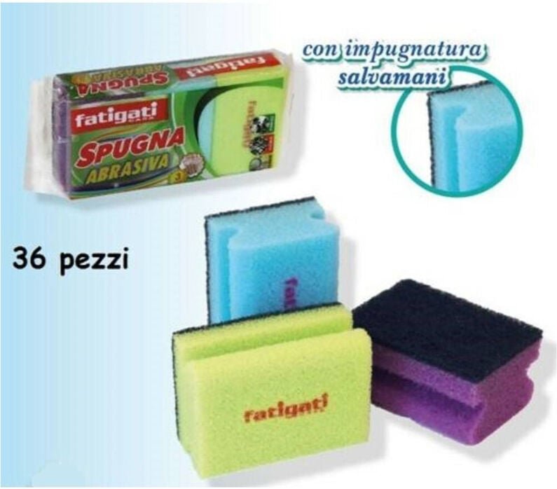 Trade Shop Traesio - Trade Shop - set 36 pezzzen spugna lavaggio pentole 2 in 1 koloratischer abrasive -