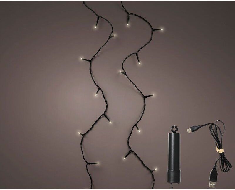 Multifunktionale LED-Girlande led mit Batterie 100 mehrfarbige LEDs mit cable schwarz outdoor 7,4 m