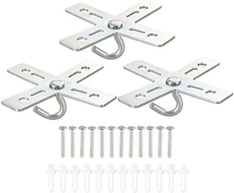 100-mm-Haken-Set, 6er-Set Kreuzdesign-Metallplatten-Halterung für Deckenventilatoren und Leuchten