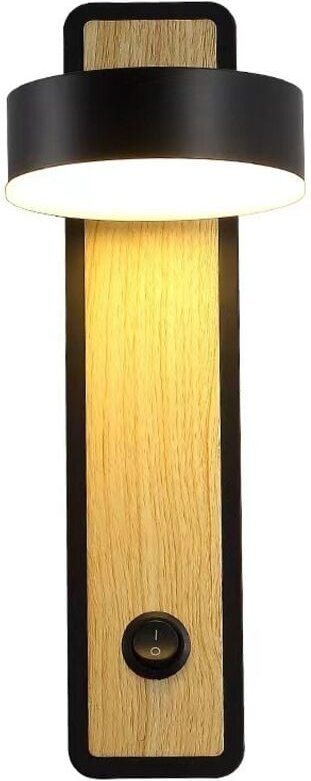 Schwarze europäische Retro-Stil Holz Wandleuchte Aluminium Schlafzimmer warmes Licht