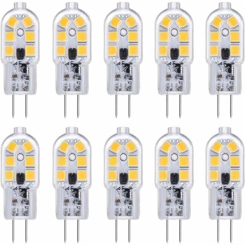 10er-Pack G4-LED-Lampen, 12 V, 2 W, Kaltweiß (6000 K), 200 lm, entspricht 10-20 W Halogenlampen (G4-Sockel), 12 V AC/DC,...