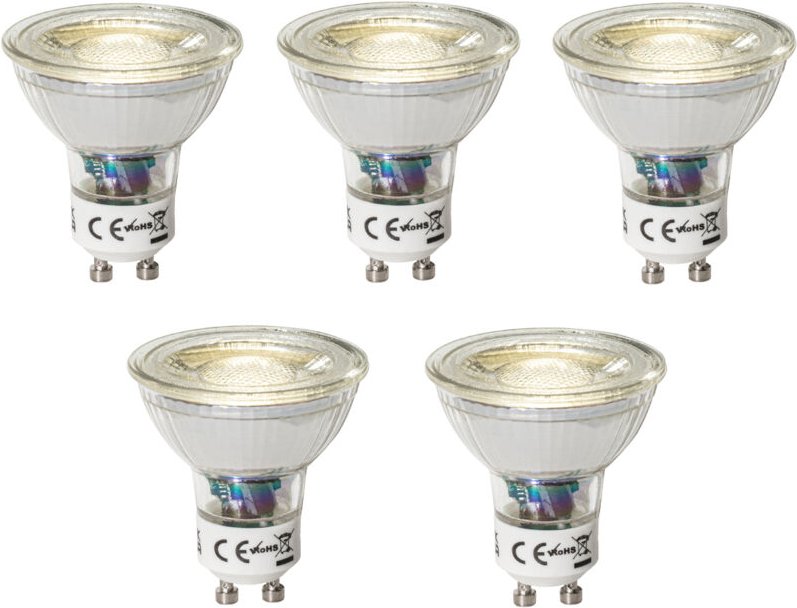 Set mit 5 GU10 dimbare led lamp 3W 200 lm 4000K