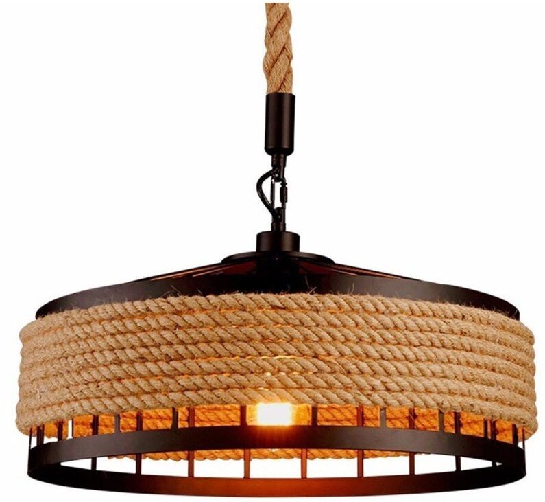 Pendelleuchte Vintage Seilampe Hängelampe E27 40cm Eisen Hängelampe für Restaurant Bauernhaus Bar Café - ohne Glühbirne