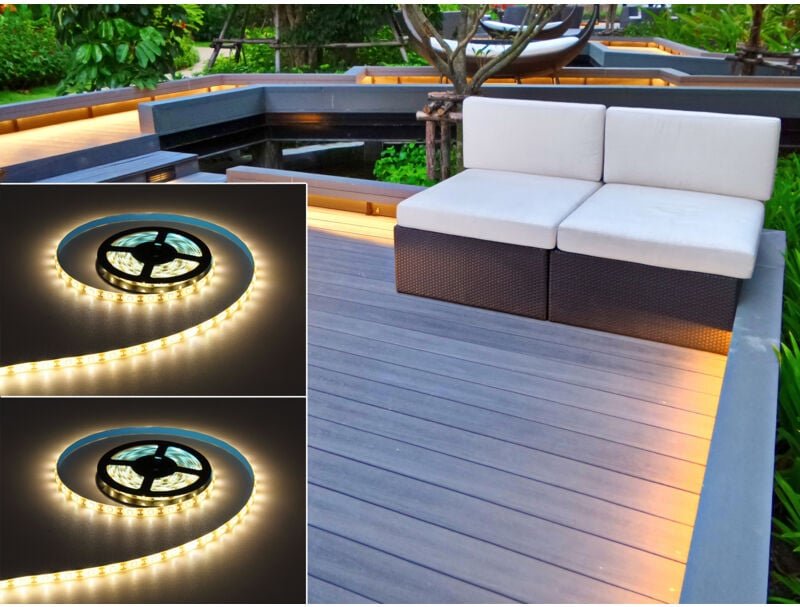 Meinewunschleuchte - 2er Set Solarbetriebene led Streifen für Außen mit 2 Lichtmodi, Länge 3 Meter