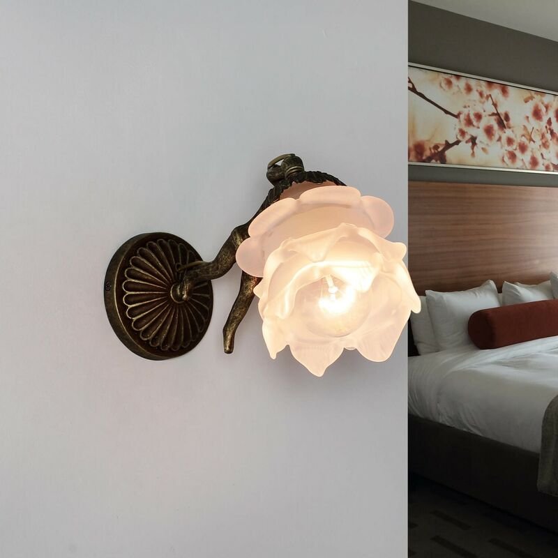 Premium Wandleuchte Messinglampe putti Handarbeit