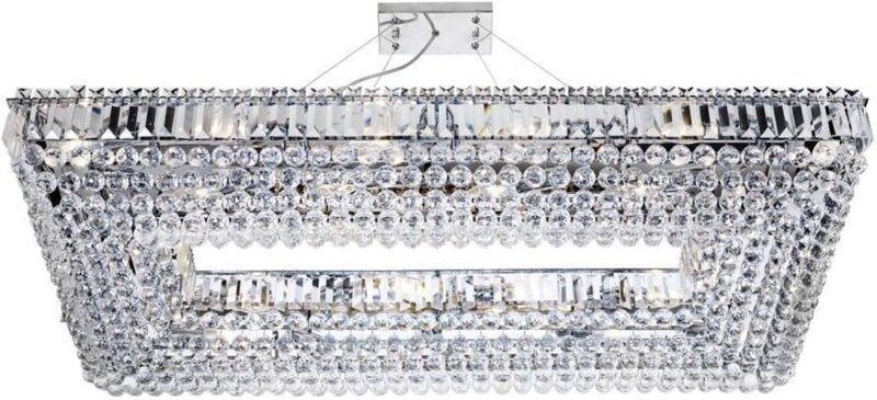 Vesuvius - 24 Licht Decke Anhänger Chrom mit Kristallen - Rechteckrahmen, E14 - Searchlight