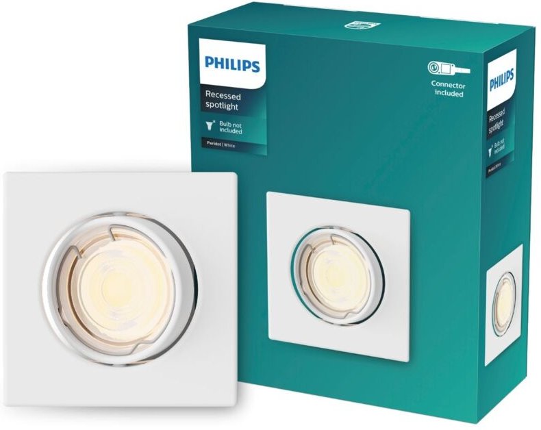 Downlightring Quadratisch Peridot für LED Glühbirne GU10 Ø 75 mm Weiß