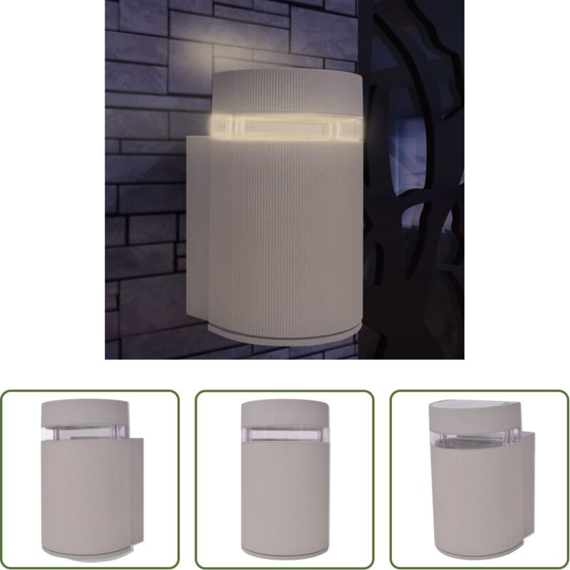 vidaXL Freilandwandleuchte - Outdoor halbzylindrische Wandleuchte grau Aluminium