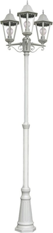 Stehlampe Alu Standleuchte Kandelaber Gartenleuchte Terrasse Wegeleuchte Glas klar weiß Außenlampe, Druckguss, 3x E27 Fa...