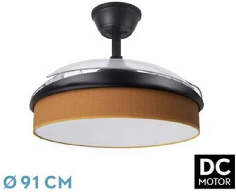 Ventilator dc fashion fan - Schwarz mit drei ABS-Klappflügeln und orangefarbenem Diffusor 6 einstellbare Geschwindigkeit...