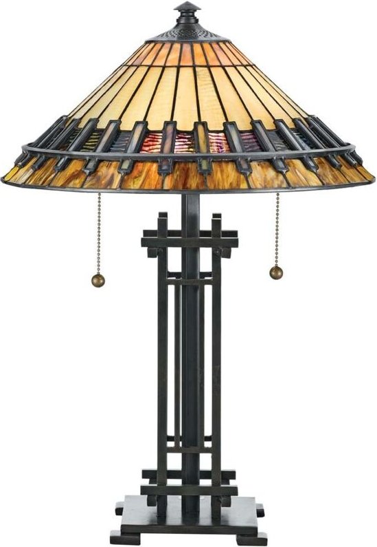 Chastain - 2 leichte Tiffany Schreibtischlampe Vintage Bronze, E27 - Elstead
