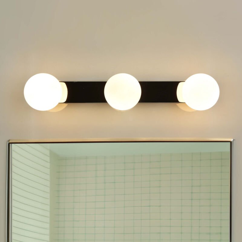 Badlampe Spiegel Kugelschirm Glas Metall B:42cm