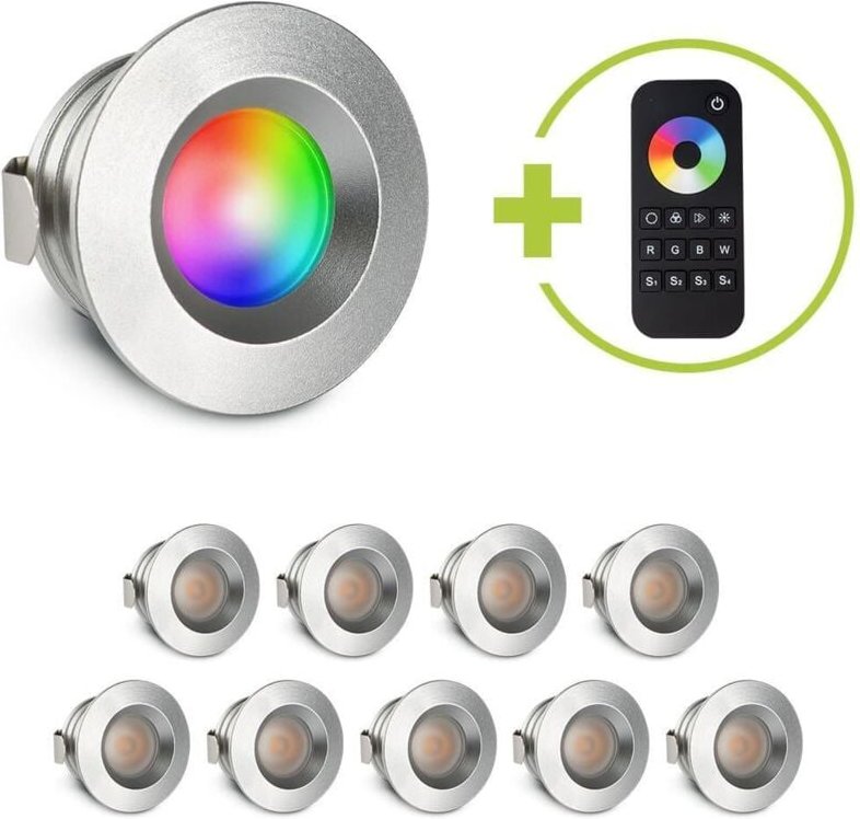 Einbaustrahler Mini flach Torino 3W RGBW IP44 - Farbe: silber - Anzahl: 10x