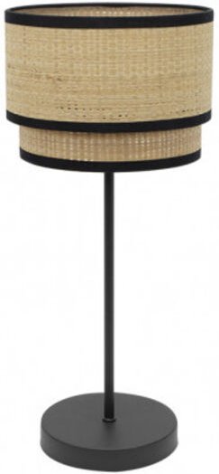 Tischleuchte mit Lampenschirm of Stoff Modell Roque Natural/schwarz fabrilamp