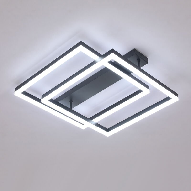 COMELY Moderne LED-Deckenleuchte aus Acryl, 50 x 48 cm, 51 W, Schwarz, Tageslichtweiß 6500 K, gleichmäßige Lichtverteilu...