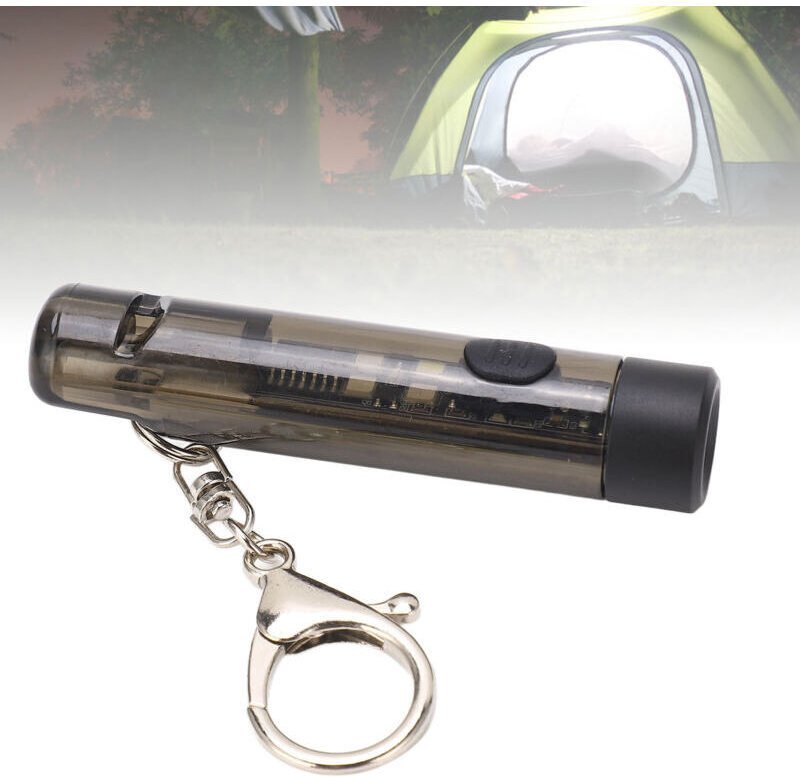 USB-C-Schlüsselanhänger-Taschenlampe, wiederaufladbar, Mini-Taschenlampe, tragbar, für Notfälle im Freien, mit Pfeife, D...