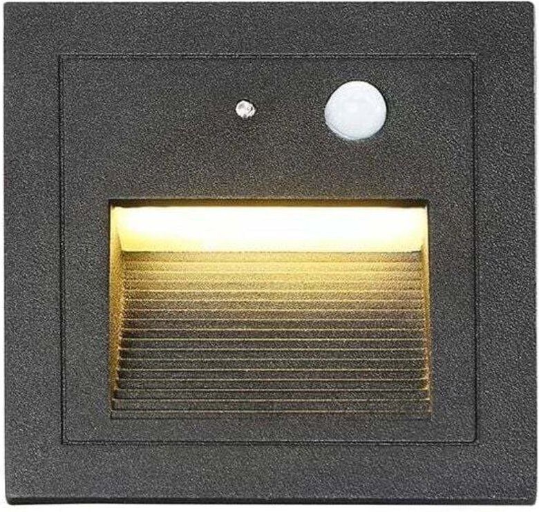 Mereteet - 1 Stück LED-Wandeinbaustrahler 3W Wandleuchte Treppenlicht Lampe Bewegungsmelder Bodeneinbau-Treppenleuchte 2...
