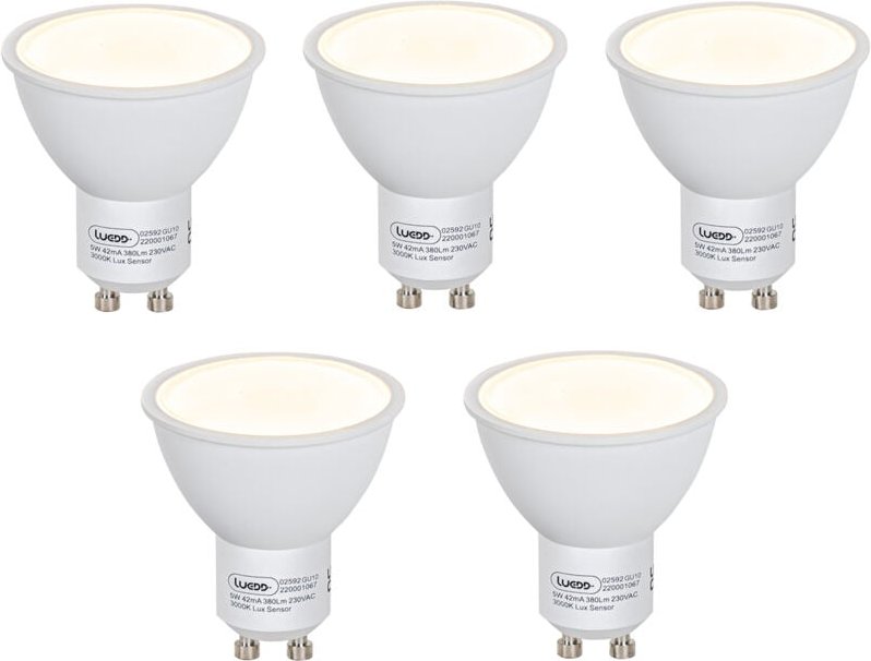 Luedd - Set mit 5 GU10 LED-Glühbirnen mit Dämmerungssensor 5W 380lm 3000K