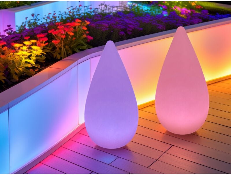 Meinewunschleuchte - 2er set Akku Tischlampen per usb aufladbar für Innen & Außen, Höhe 38cm