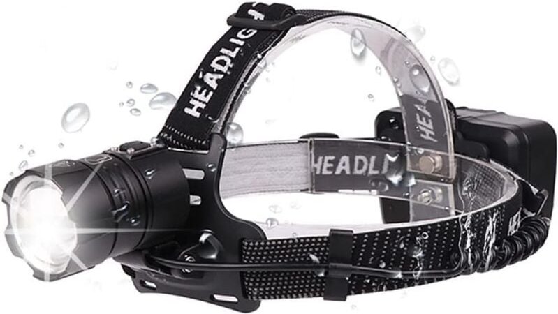 Qiedie - Wiederaufladbare Stirnlampe, superhelle LED-Stirnlampe, leistungsstarke wasserdichte LED-Scheinwerfer-Zoom-Sche...
