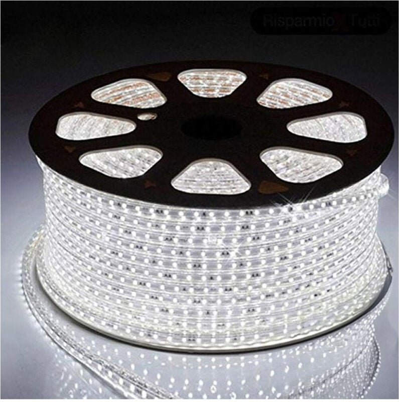 Thumbnail - Trade Shop - striscia led 5050 flessibible bobina 100MT light bianco fred external 220V -