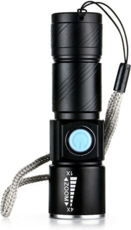 Mini-USB-Taschenlampe aus Aluminiumlegierung (schwarz), starke LED-Taschenlampe, wiederaufladbar