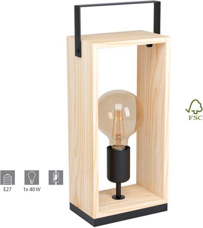 Tischleuchte Famborough schwarz-natur 40 x 16,5 cm E27 Tischleuchte - Eglo