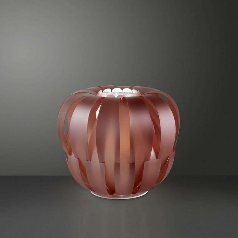 Rosa Metalltischlampe aus weißem Metall Cm. 19 x 17 Uhr