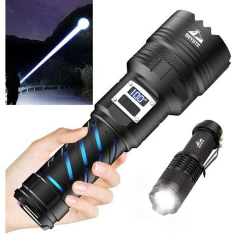 Ultrahelle LED-Taschenlampe, 600000 Lumen Taschenlampe, Wiederaufladbare, leistungsstarke LED-Taschenlampe, Taschenlampe...