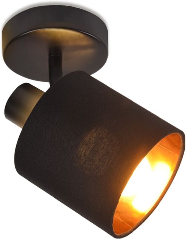 GBLY Deckenlampe 1 Flammig Deckenstrahler Schwarz - Deckenleuchte Vintage Deckenspot E14 Wandstrahler Stoffschrim Schwen...