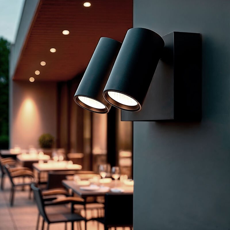 Ledkia - led Wandleuchte Außen 18W Aluminium cct wählbar zwei Strahler Kuriya Rost