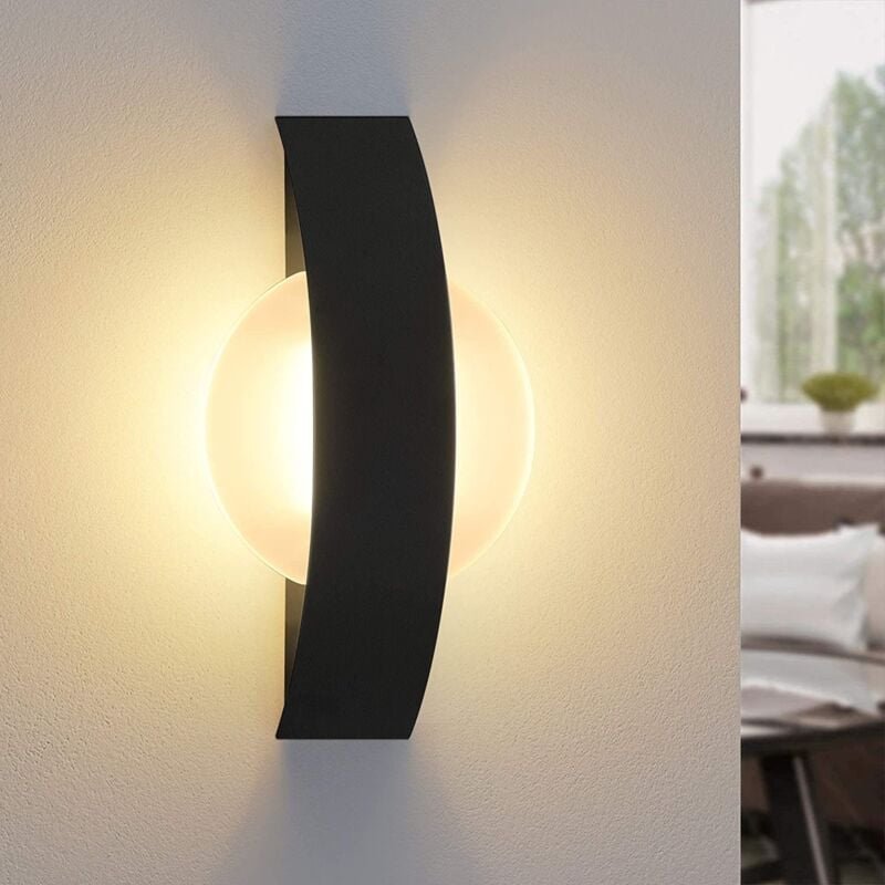 2ER led Wandleuchte Warmweiß Innen Wandlampe Wohnzimmer 6W aus Acryl Modern Bettlampe Nachtlampe 23.5cm in Schwarz und W...