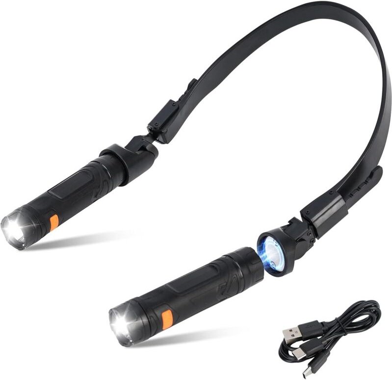 Wiederaufladbare Nackenleselampe mit abnehmbarem Magnetkopf, 120° flexibler Neigung, ultraheller LED, ideal für Reparatu...