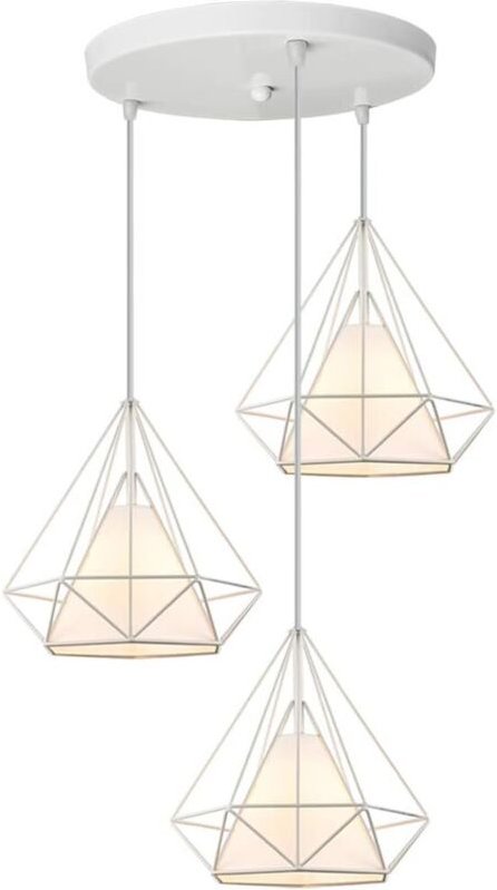 3-flammig Deckenleuchte Industrielle Metall Käfig Deckenlampe 25CM für Schlafzimmer Esszimmer,Weiß