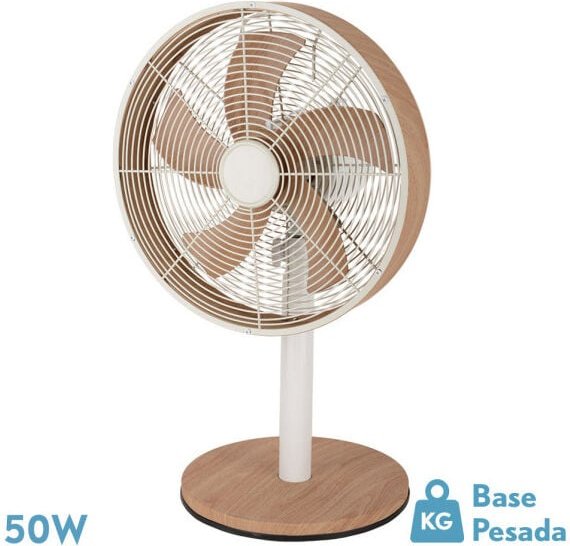 Tischventilator alcañiz weiß/Buche 3vel.45w 5 Flügel oszillierend und rotierend 59x35x28cm