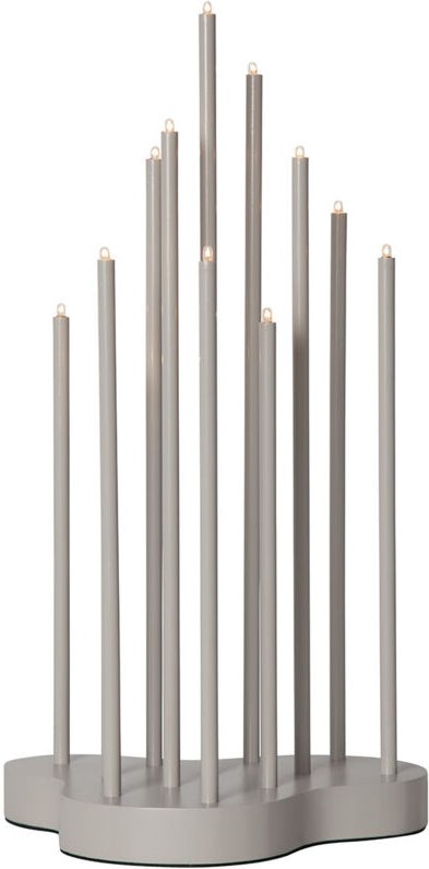 Star Trading - Kerzenleuchter Buzz, Beige-Grau, Metall, 12-flammig, Holz, 43cm