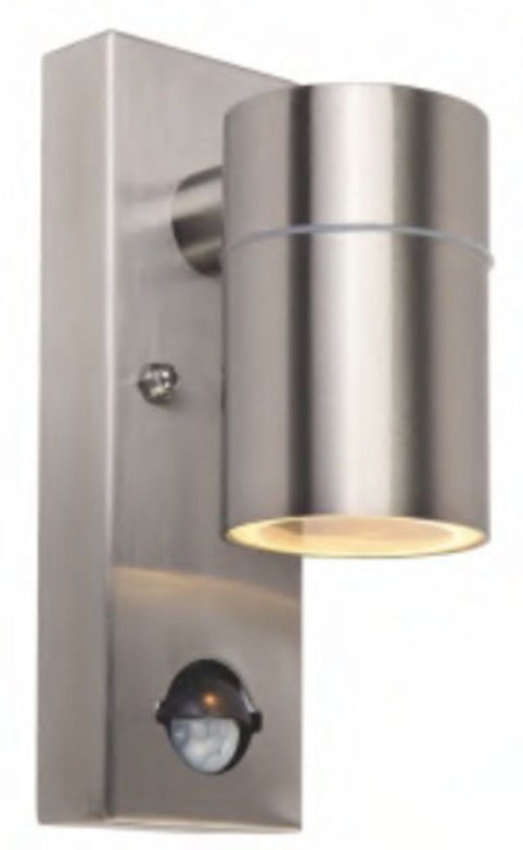 LED-Außenwandleuchte aus Edelstahl mit einstellbarem PIR-Bewegungsmelder und Dämmerungsschalter, wasserdicht (IP54), 230...