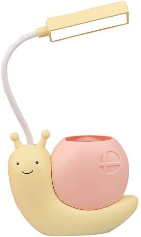 LED-Schreibtischlampe für Kinder mit Stifthalter, Schneckenform, USB-Ladefunktion, Lernlampe für Schüler, Augenschutz, 3...