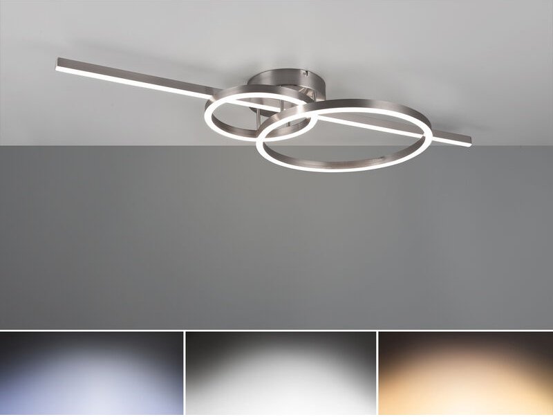 Trio Leuchten - led Deckenleuchte montilla Silber Fernbedienung dimmbar, Breite 100cm