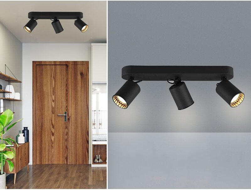 Deckenstrahler pago 3-flammig Metallschirm Schwarz, Breite 41cm