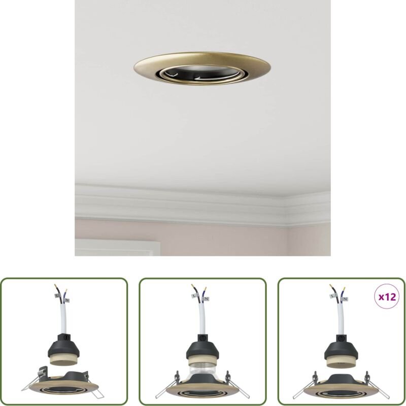 vidaXL Spotlight 12 pcs Messing 9 x 9 x 2,5 cm Metall
