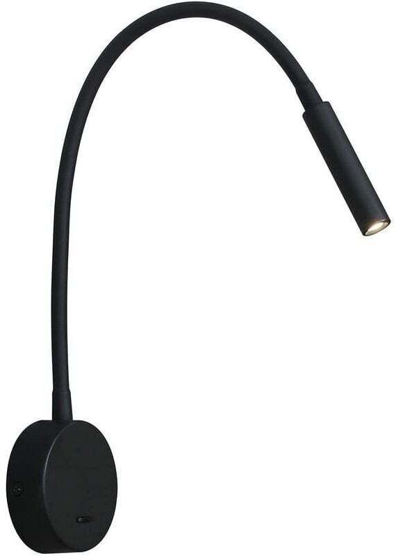 Schwarze Leselampe, flexibler Schwanenhals, LED-Lampe 3W 3000K, Wandmontage, 240V, mit Schalter für Schlafzimmer, Wohnzi...
