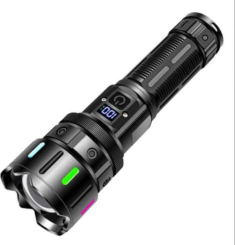 Extrem leistungsstarke LED-Taschenlampe mit 1.000.000 Lumen, wiederaufladbar, große Reichweite, 5 Leuchtmodi, zoombar
