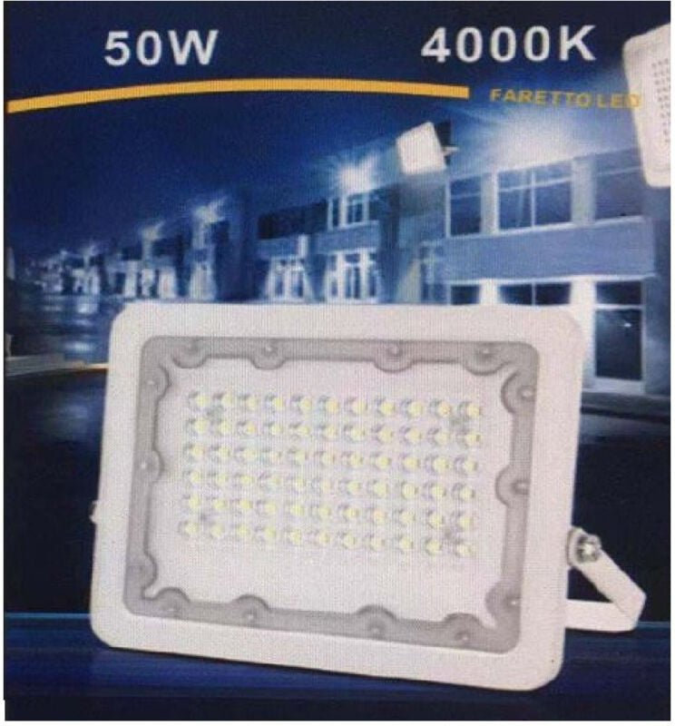 Trade Shop Traesio - Trade Shop - led-leuchtturm 50 w ultra slim weisses natürliches licht für den aussenbereich 4000 k ...