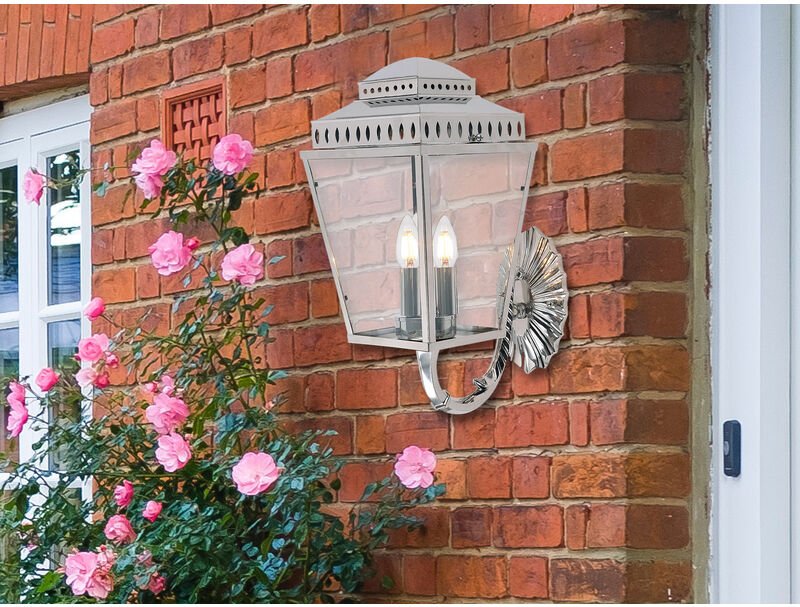 Elstead - Mansion House - 3 Licht Wandlaterne im Freien Licht poliert Nickel IP44, E14