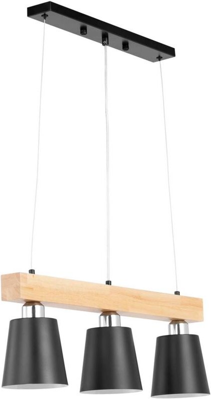 Pendelleuchte 3 Schirme Holzbalken 40 w Pendellampe Hängelampe Deckenlampe