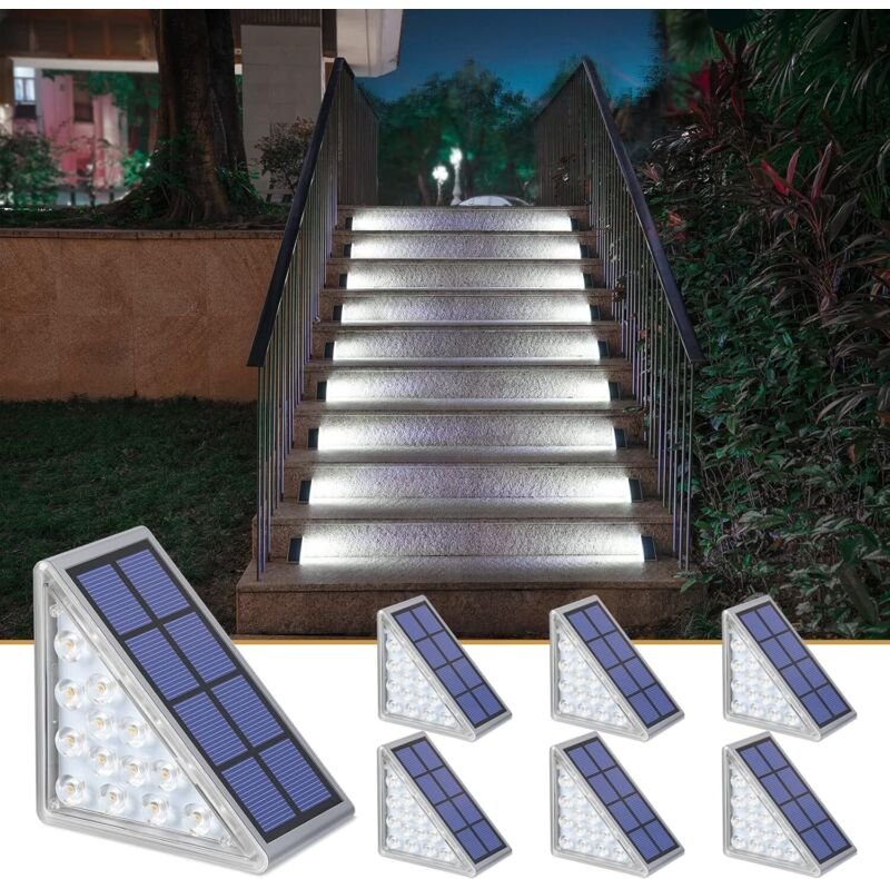 6er-Pack Solar-Treppenlichter, Stufenlichter, Decklichter, Einfahrten, Veranden, Haustüren und Gehwege (Kaltweiß)