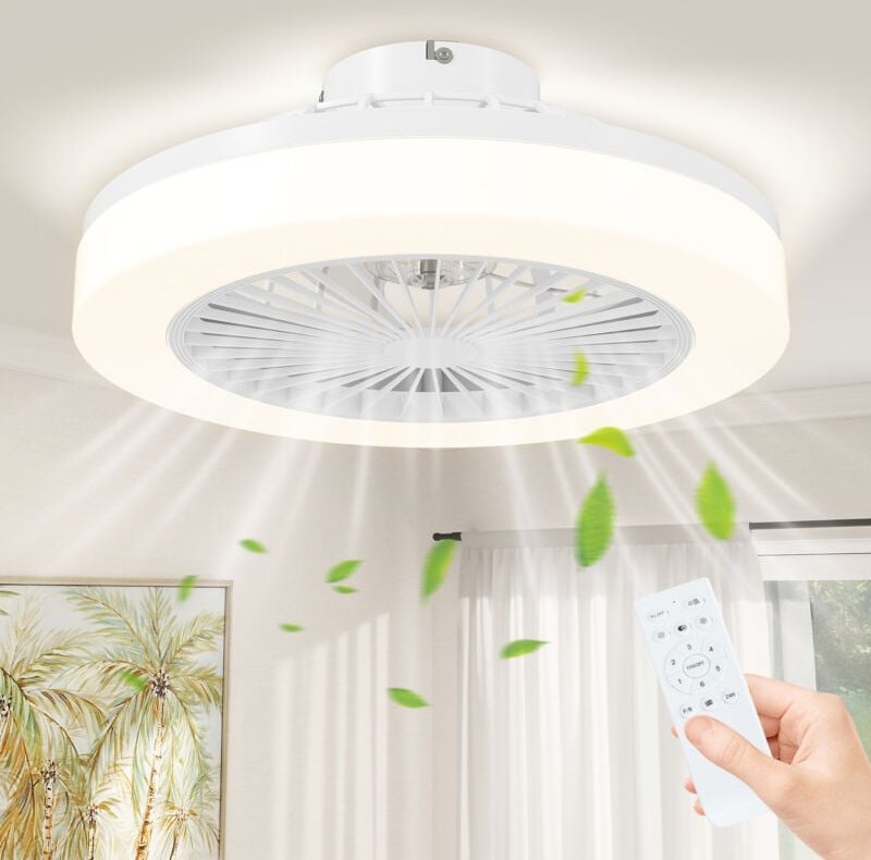 HOMCOM Deckenventilator mit Beleuchtung und Fernbedienung, Ø46 cm, 40 W Dimmbare LED Deckenleuchte mit Ventilator, 6 Ges...