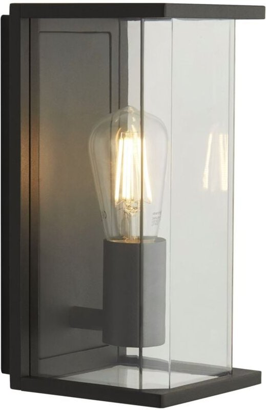 Thumbnail - Licht-erlebnisse - Außenlampe Wand Aluminium E27 IP44 27 cm hoch Dunkelgrau eckig Vintage Design Wandlampe außen