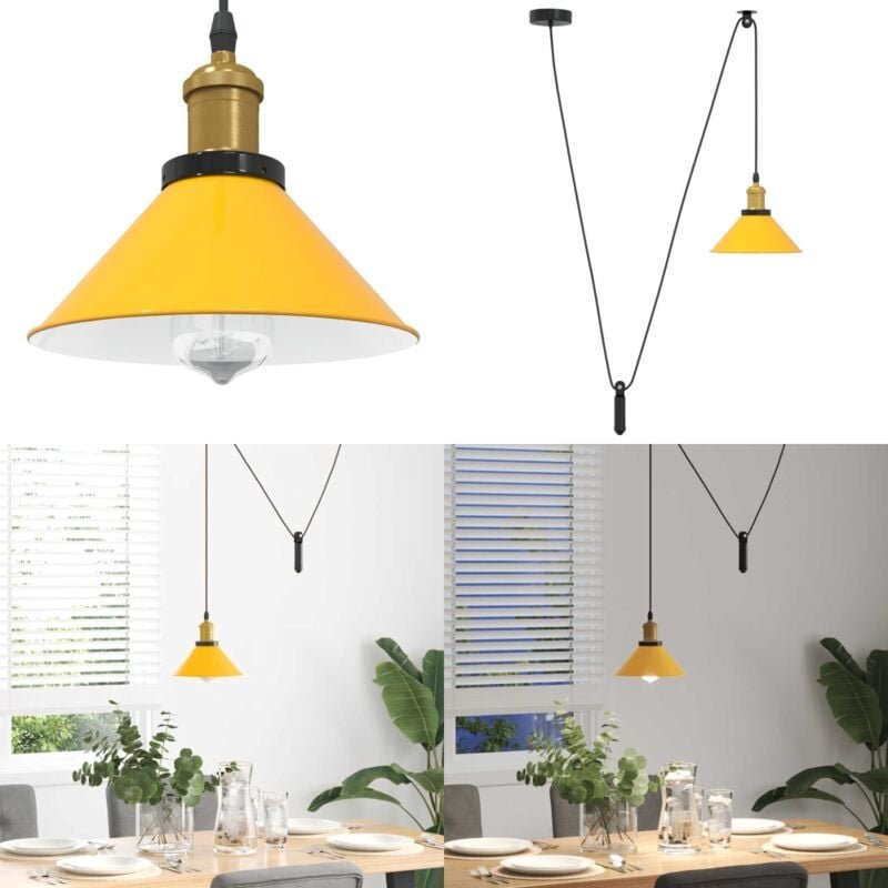 Pendelleuchte Höhenverstellbar E27 Gelb Glänzend ø 22 cm Metall - Vidaxl
